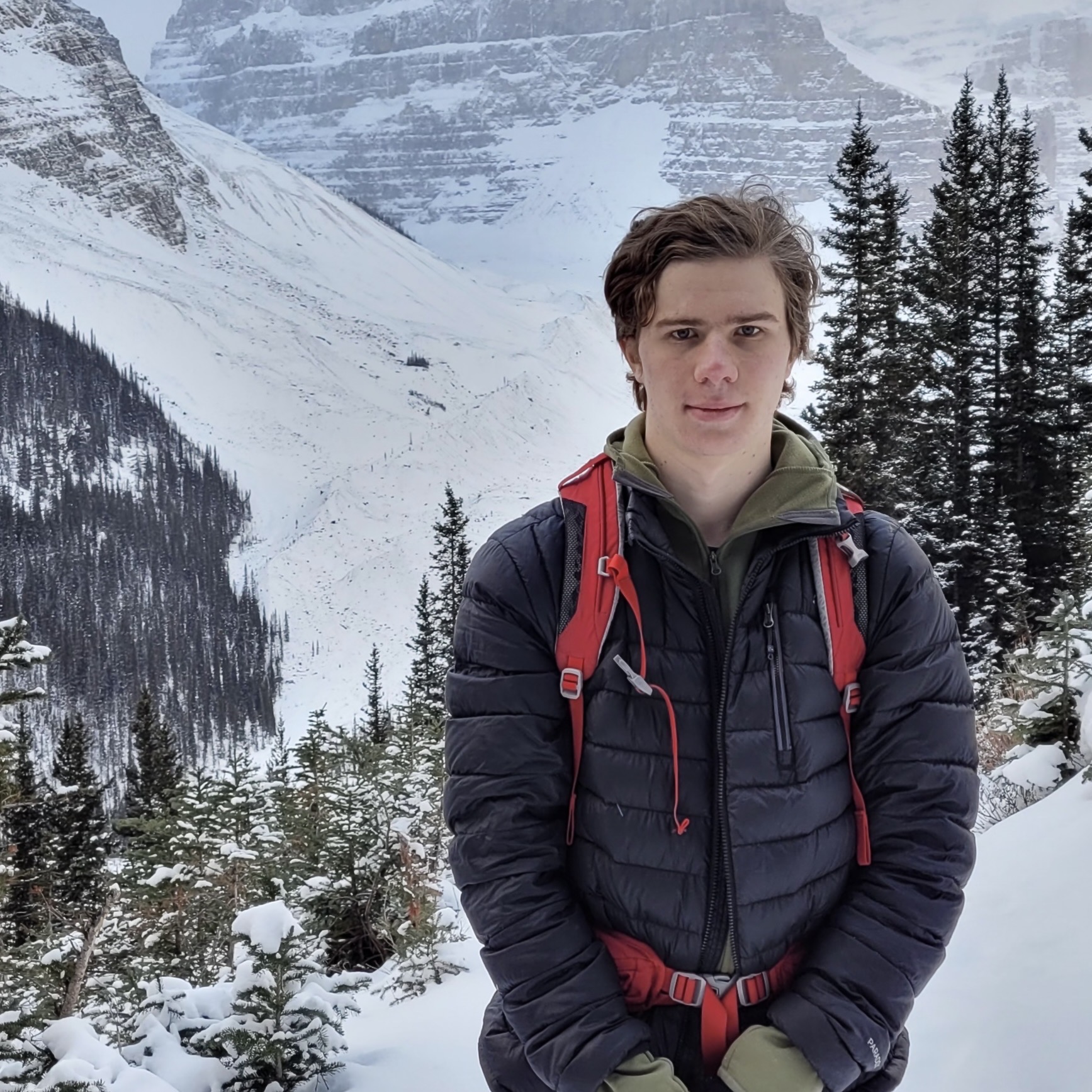 Sergii standing in front of Mount Lefroy, Lake Louise, Banff National Park.